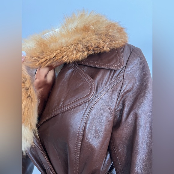 House of Leather Jacket with Genuine Fox Fur Collar – Vintage - Picture 6 of 16